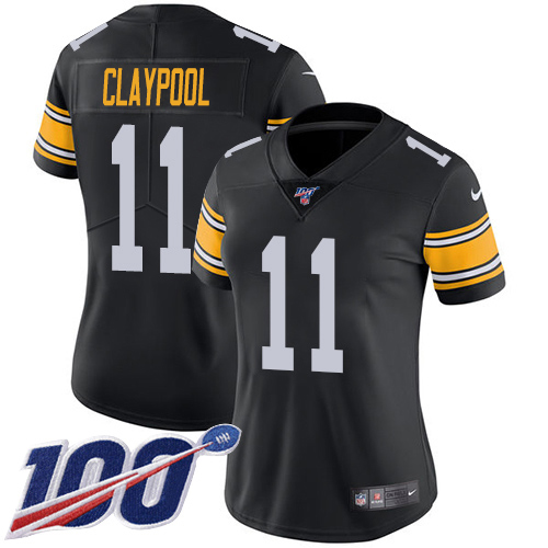 Pittsburgh Steelers #11 Chase Claypool Black Alternate Women Stitched NFL 100th Season Vapor Untouchable Limited Jersey->pittsburgh steelers->NFL Jersey
